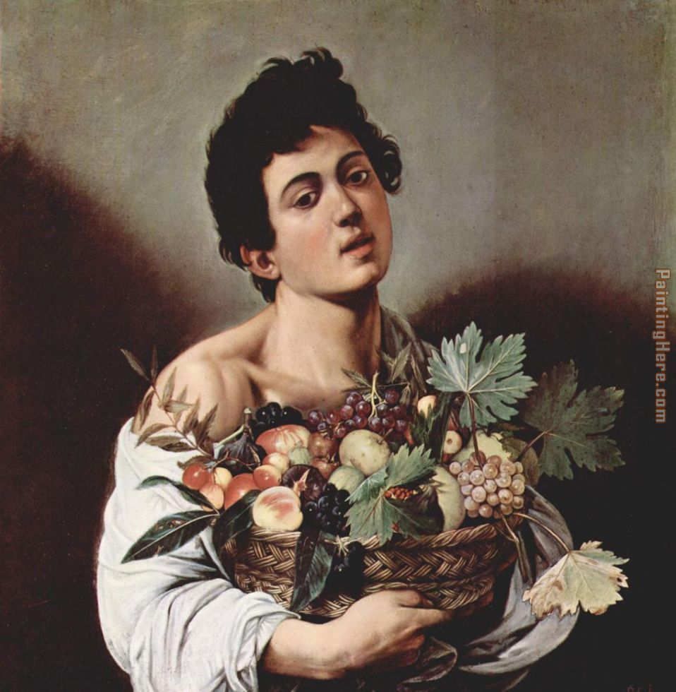Boy with a Basket of Fruit painting - Caravaggio Boy with a Basket of Fruit art painting